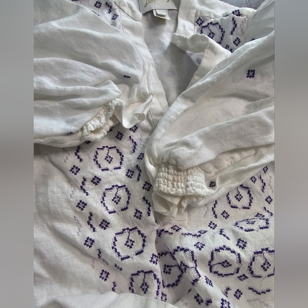Lilly Pulitzer White Tunic Dress with Purple Embroidery - Picture 4 of 5